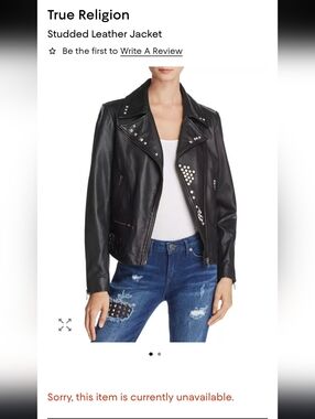 True Religion Black Studded Leather Biker Jacket